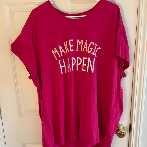 Terra & Sky Tops - Terra & Sky Pink "Make Magic Happen" T-Shirt 3X (24W-26W)